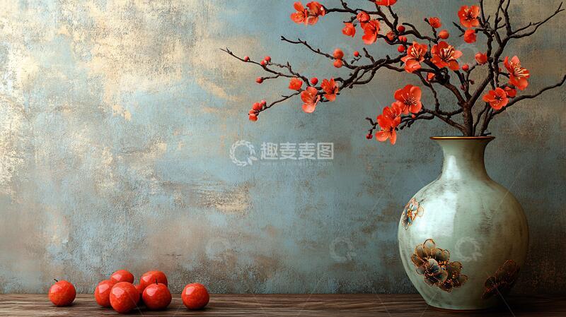 高清大图下载【趣麦麦图】禅意冬枝红果2