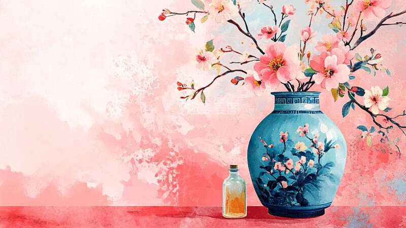 高清大图下载【趣麦麦图】花瓶插画插画花瓶水墨