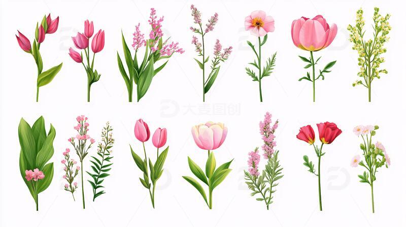 高清大图下载【趣麦麦图】郁金香插画素材