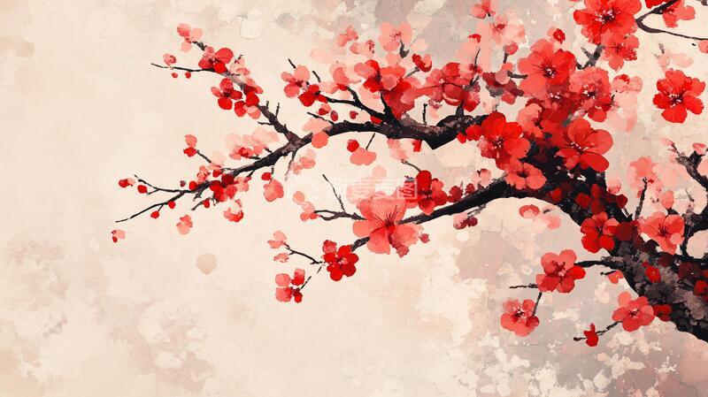高清大图下载【趣麦麦图】板绘梅花插画1
