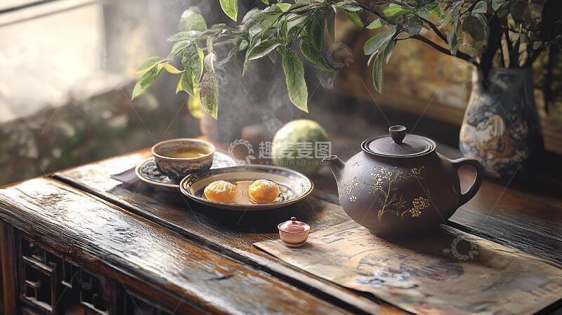 高清大图下载【趣麦麦图】围炉煮茶与水果美食