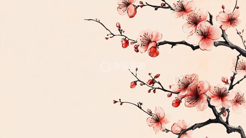 高清大图下载【趣麦麦图】手绘梅花背景