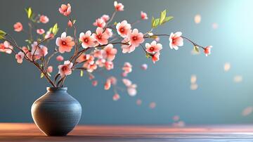 桃花插花中式插花禅意