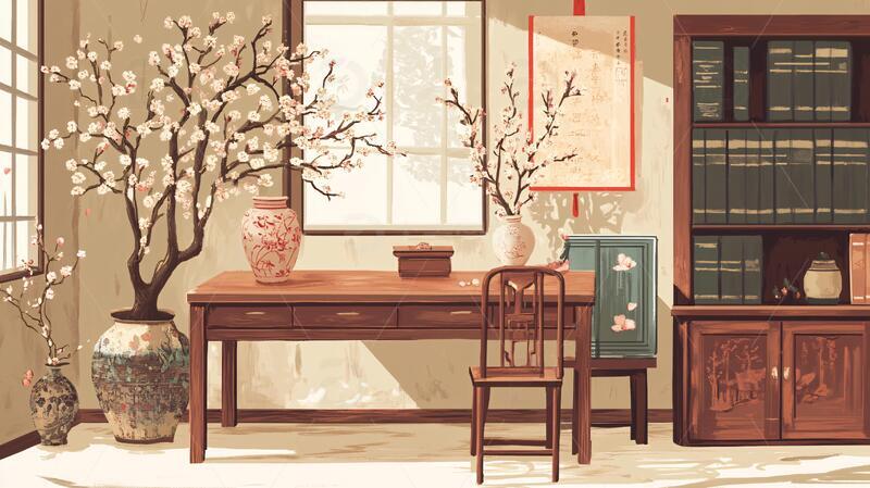 高清大图下载【趣麦麦图】传统书房场景