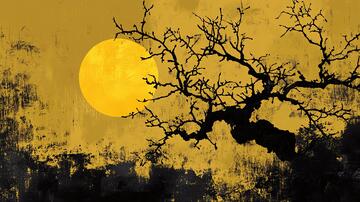 枯枝夜月枯枝月色树梢