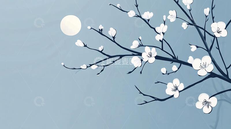 高清大图下载【趣麦麦图】板绘梅花插画