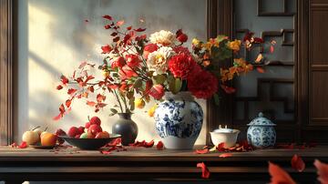 重阳插花中式插花场景