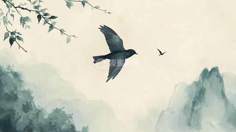 高清大图下载【趣麦麦图】日喜鹊插画插画喜鹊花鸟