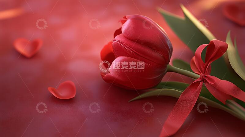 高清大图下载【趣麦麦图】红色质感郁金香