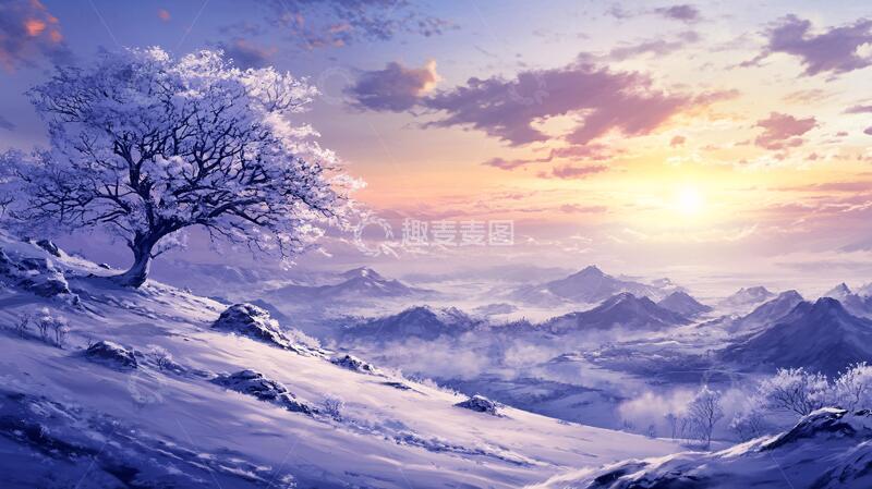 高清大图下载【趣麦麦图】冬天日落素材
