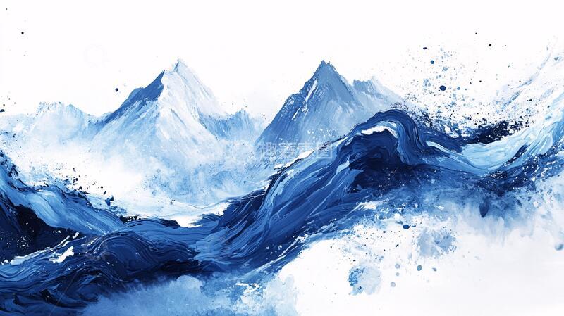 高清大图下载【趣麦麦图】蓝色水墨蓝色水墨意境