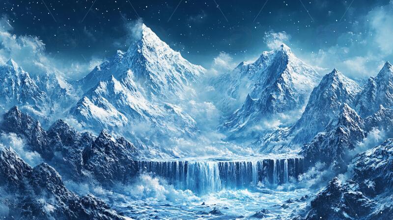 高清大图下载【趣麦麦图】雪山大场景场景原画意境