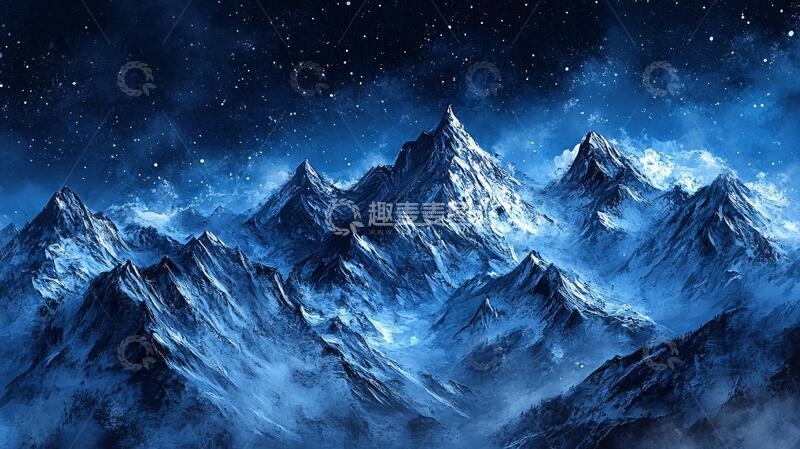 高清大图下载【趣麦麦图】电脑绘画雪山1