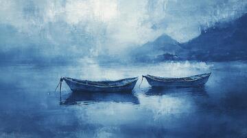 梦幻的小舟小船意境梦幻