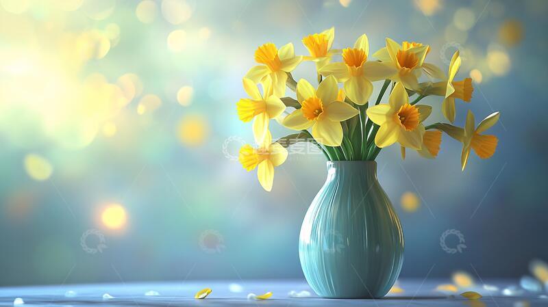 高清大图下载【趣麦麦图】唯美水仙花花卉花瓶图片