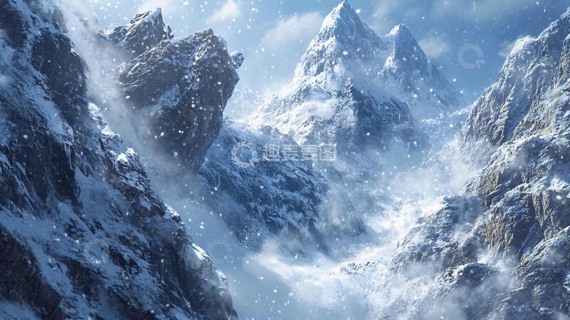 高清大图下载【趣麦麦图】雪山大场景背景梦幻冰雪