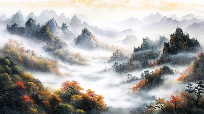 高清大图下载【趣麦麦图】山水云雾风景画