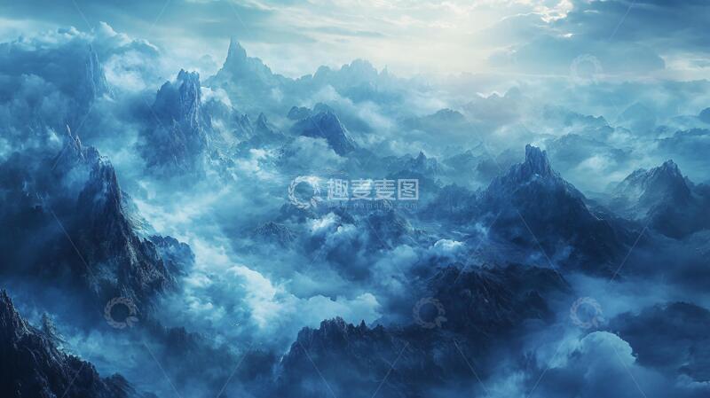 高清大图下载【趣麦麦图】云海山脉背景大气云雾