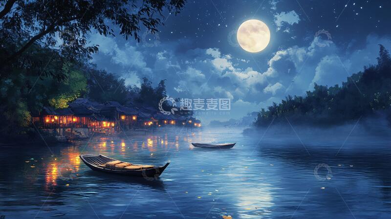 高清大图下载【趣麦麦图】星月河幻想插画1