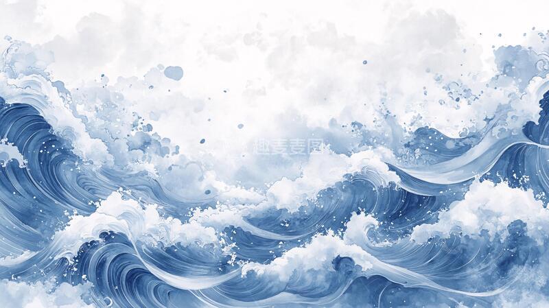 高清大图下载【趣麦麦图】日式浪花背景1