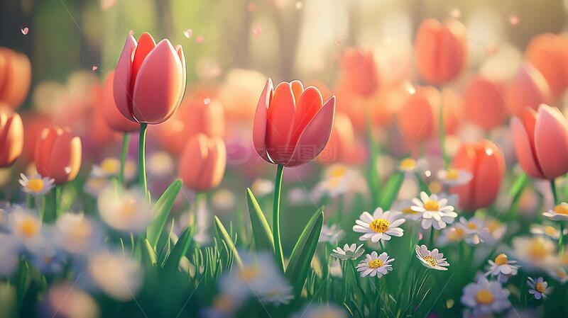 高清大图下载【趣麦麦图】唯美郁金香梦幻场景花卉