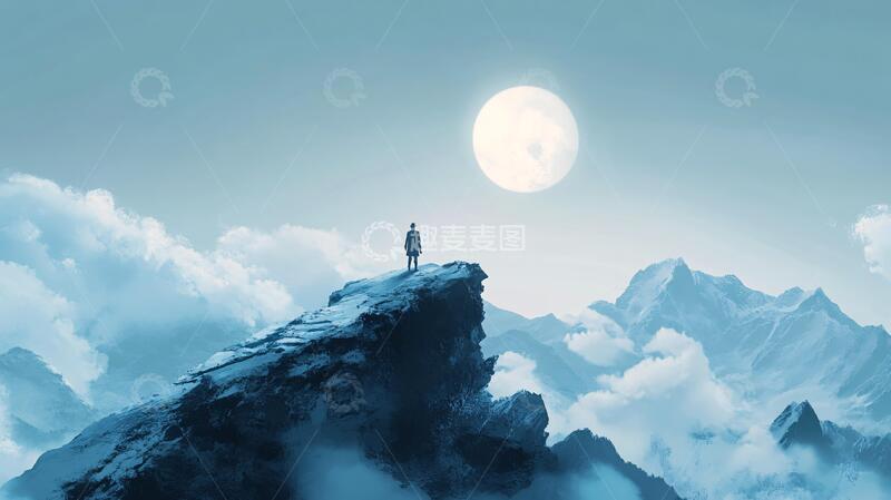 高清大图下载【趣麦麦图】春山云雾国风图