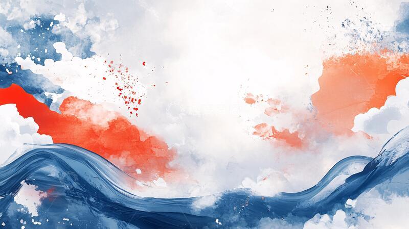 高清大图下载【趣麦麦图】融合流动红蓝油漆背景2