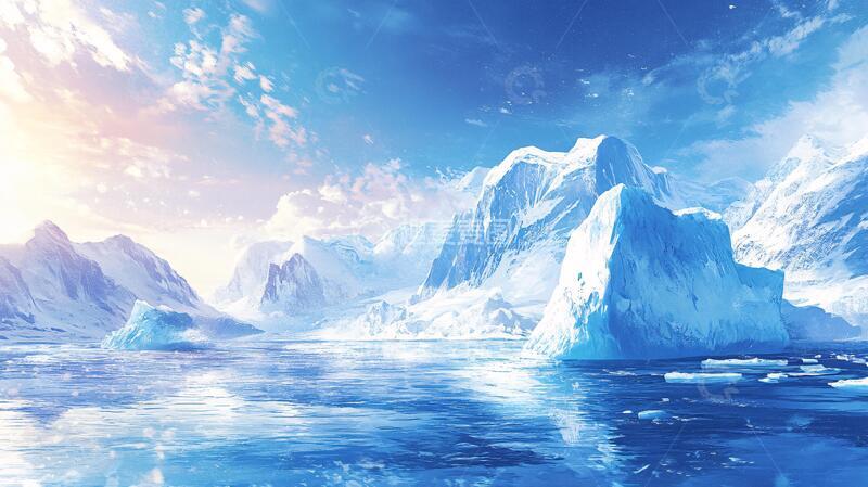 高清大图下载【趣麦麦图】冰山风景画背景壁纸梦幻