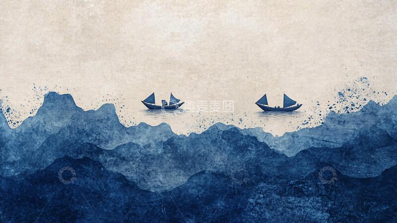 高清大图下载【趣麦麦图】抽象金箔山水画3