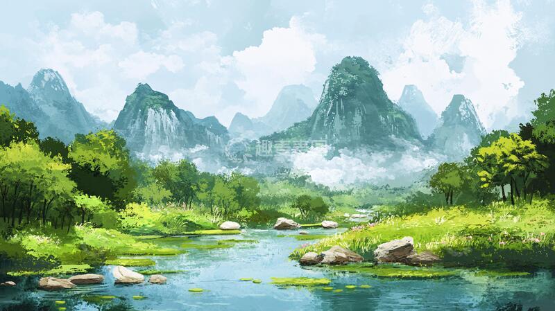 高清大图下载【趣麦麦图】风景原画插画手绘场景