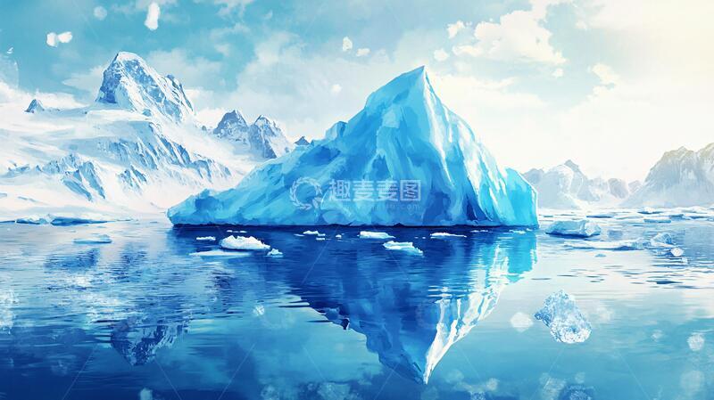 高清大图下载【趣麦麦图】冰山风景画图片壁纸梦幻