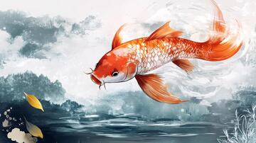 插画锦鲤锦鲤插画手绘