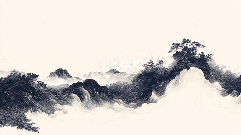 高清大图下载【趣麦麦图】新中式山水水墨山