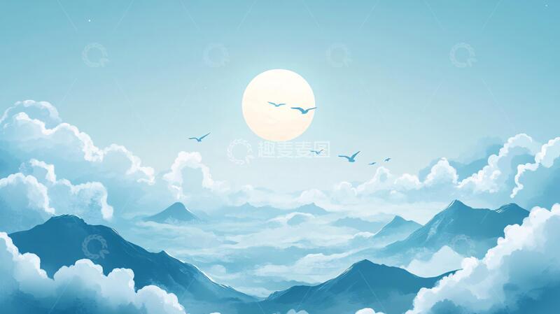 高清大图下载【趣麦麦图】云海插画插画风景流云