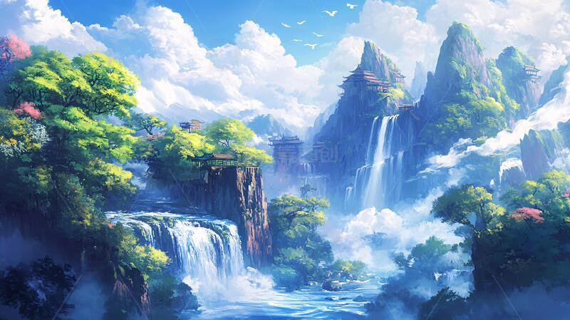 高清大图下载【趣麦麦图】古风山水场景8