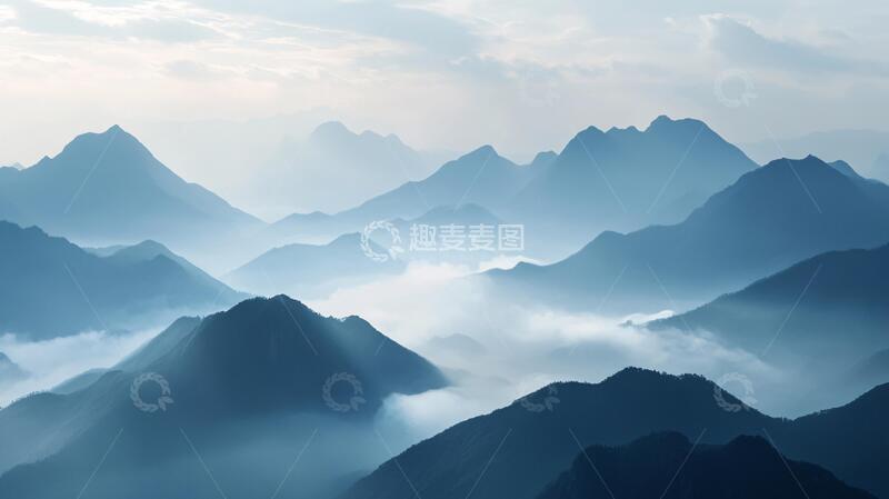 高清大图下载【趣麦麦图】蓝调远山背景3