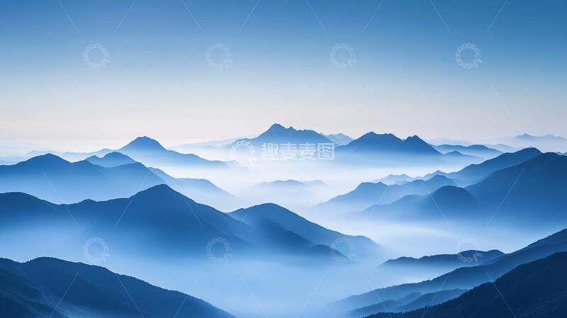 高清大图下载【趣麦麦图】-蓝调远山背景1