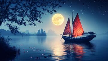 月影风帆月色意境月影