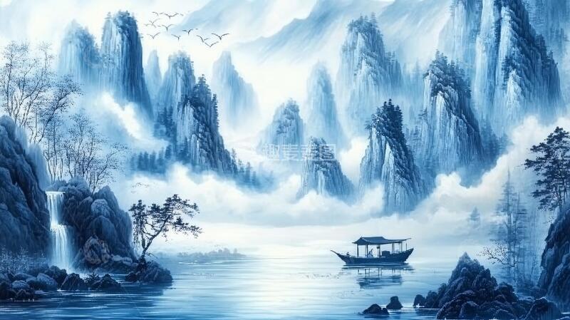 高清大图下载【趣麦麦图】唯美山水背景墙