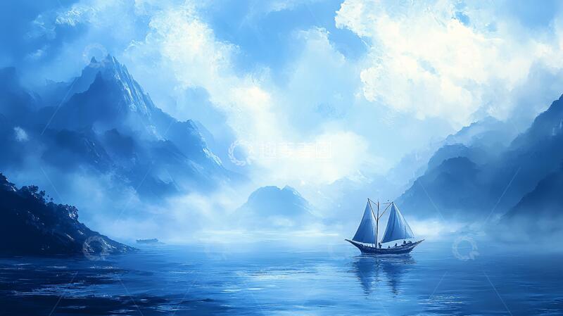 高清大图下载【趣麦麦图】蓝色梦幻山水风情3