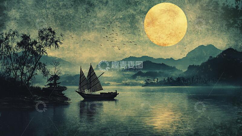 高清大图下载【趣麦麦图】意境中秋意境山水