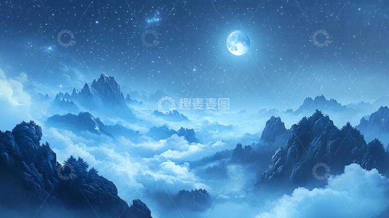 高清大图下载【趣麦麦图】蓝色梦幻山水风情2