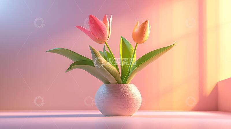 高清大图下载【趣麦麦图】郁金香花瓶花瓶花卉鲜花