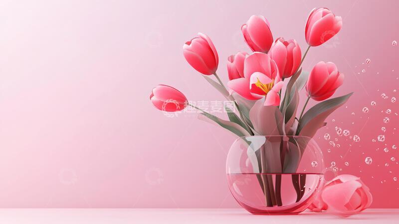 高清大图下载【趣麦麦图】郁金香花瓶花瓶玻璃素材