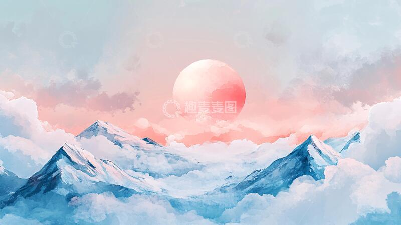 高清大图下载【趣麦麦图】插画红日插画红日日落