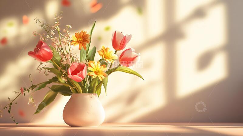 高清大图下载【趣麦麦图】暖光灯下的鲜花4