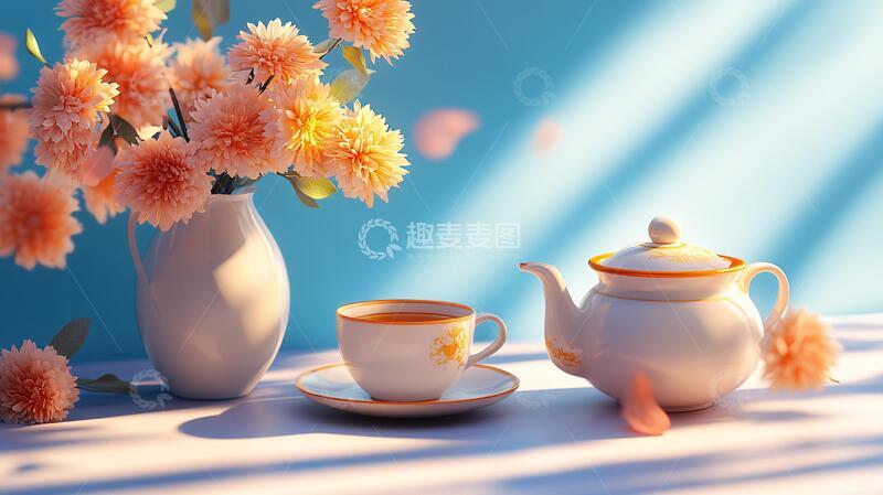 高清大图下载【趣麦麦图】茶壶菊花造型