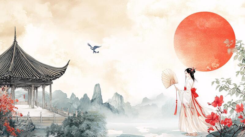 高清大图下载【趣麦麦图】古风人像水墨山水6