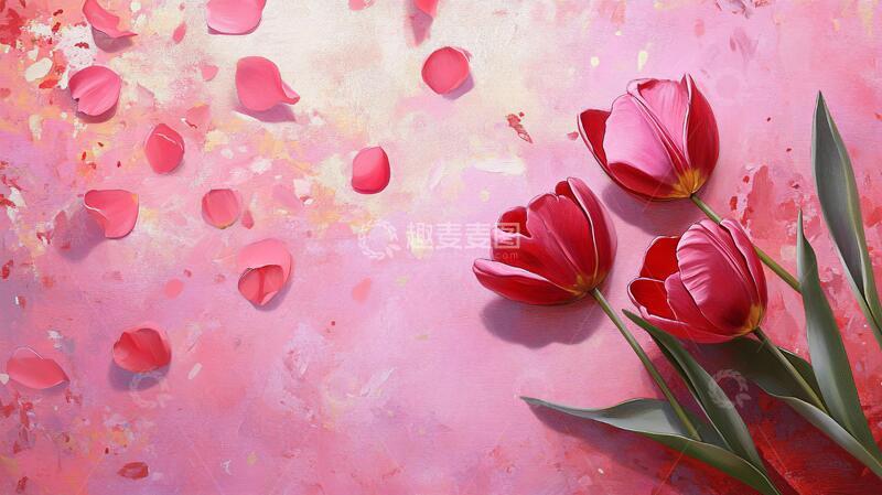高清大图下载【趣麦麦图】玫瑰红少女感梦幻背景
