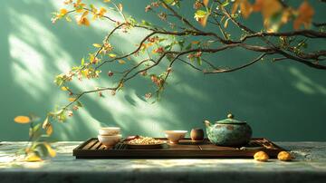 春茶秋味春茶茶桌场景